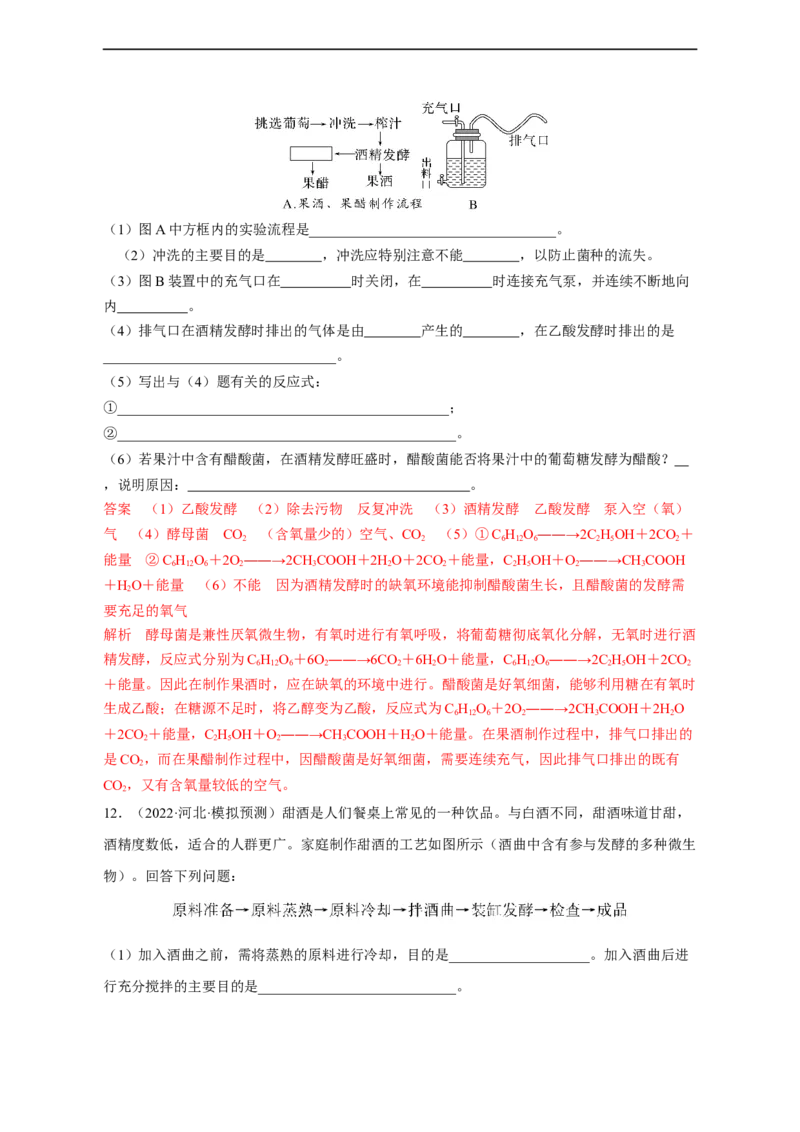 专题15发酵工程（测试卷）-2023年高考生物二轮复习讲练测（全国通用）（解析版）_通用版（老高考）复习资料_2023年复习资料_二轮复习_2023年高考生物二轮复习讲练测（全国通用）