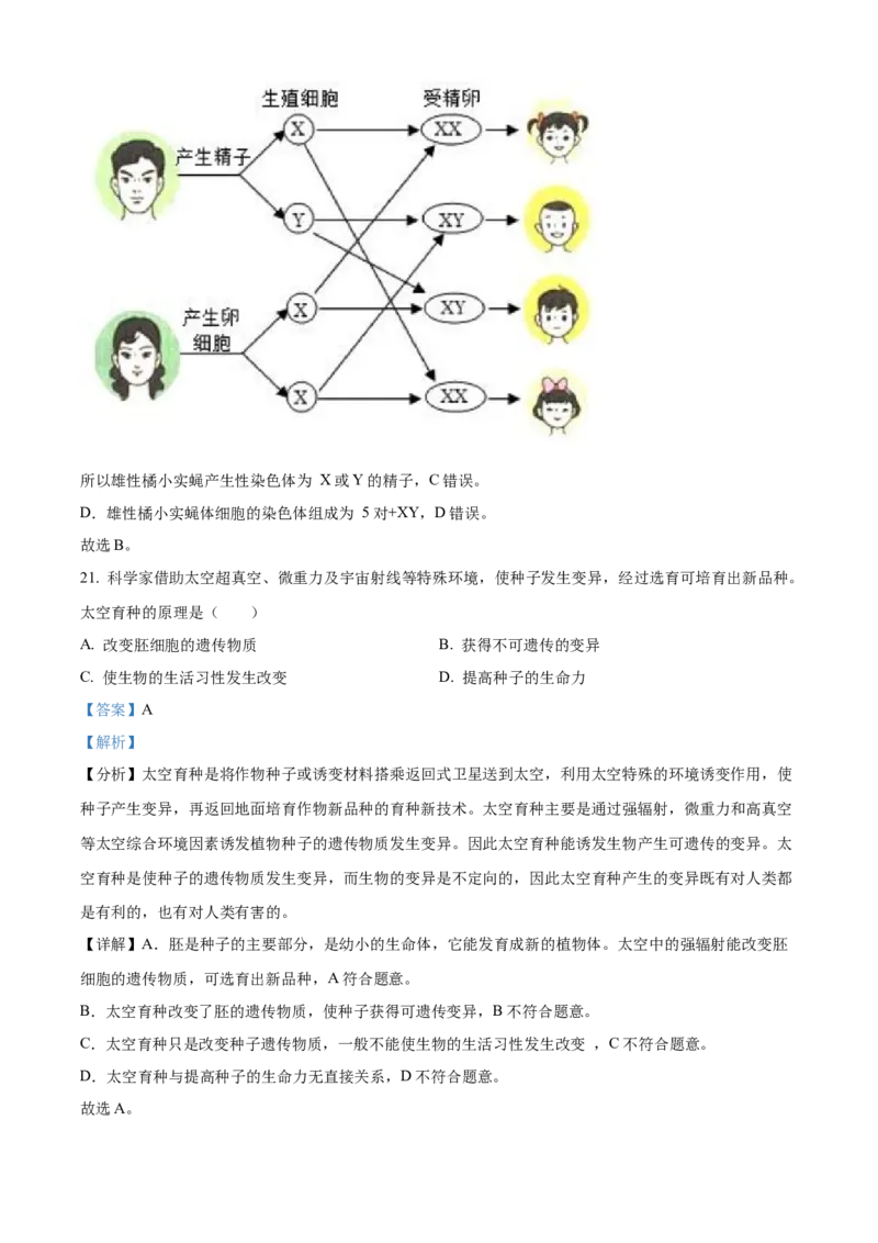 08八年级下学期期中生物试题（解析版）_初中全科电子版试卷练习试题_生物_生物8下练习_人教生物8年级下期中试卷10份