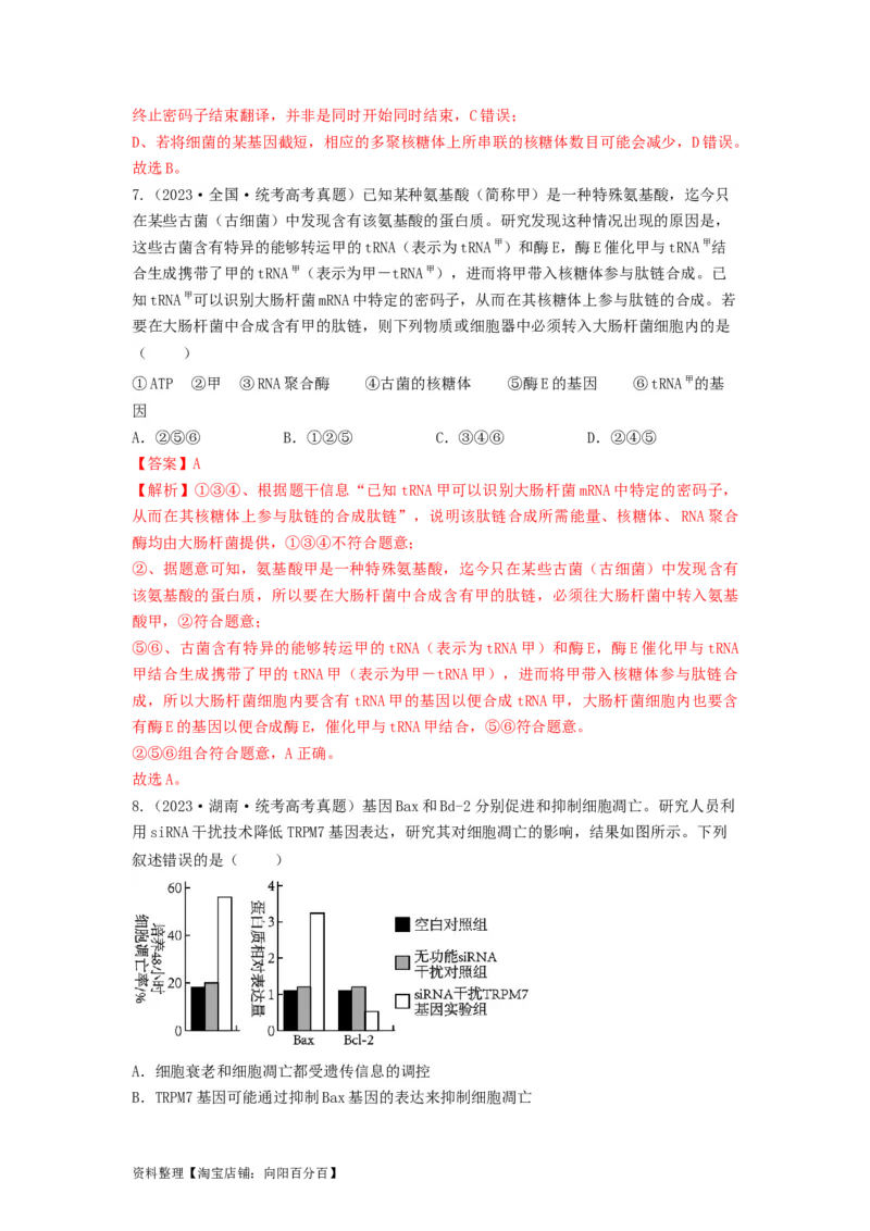 专题19基因的表达（串讲）（解析版）_新高考复习资料_2024年新高考复习资料_一轮复习资料_完备战2024年高考生物一轮复习串讲精练（新高考专用）_串讲_解析版