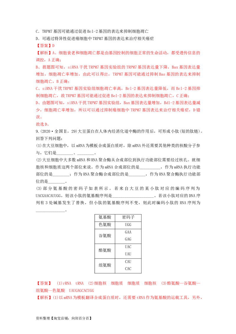 专题19基因的表达（串讲）（解析版）_新高考复习资料_2024年新高考复习资料_一轮复习资料_完备战2024年高考生物一轮复习串讲精练（新高考专用）_串讲_解析版