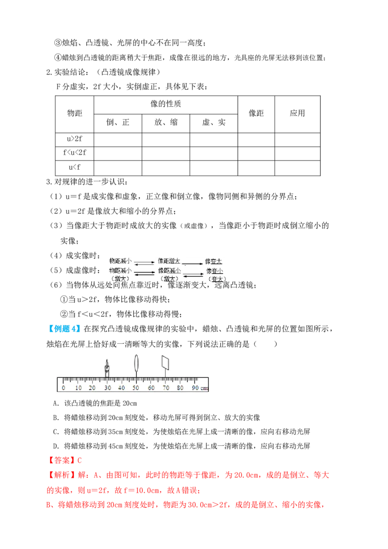 5.3凸透镜成像的规律（知识点+例题）(解析版)_初中全科电子版试卷练习试题_物理_8年级上册物理试题_人教版物理八年级上课时练习（104份）_课时练习第1套53