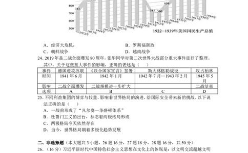 2019年山东省德州市中考历史试题_山东历年中考真题_山东省历年中考真题2013~2024_初中历史历年真题（2013-2024）
