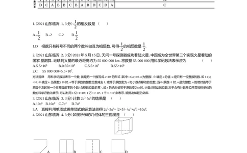 2021山东临沂数学试卷+答案+解析(word整理版)_山东历年中考真题_山东省历年中考真题2013~2024_初中数学历年真题（2013-2024）