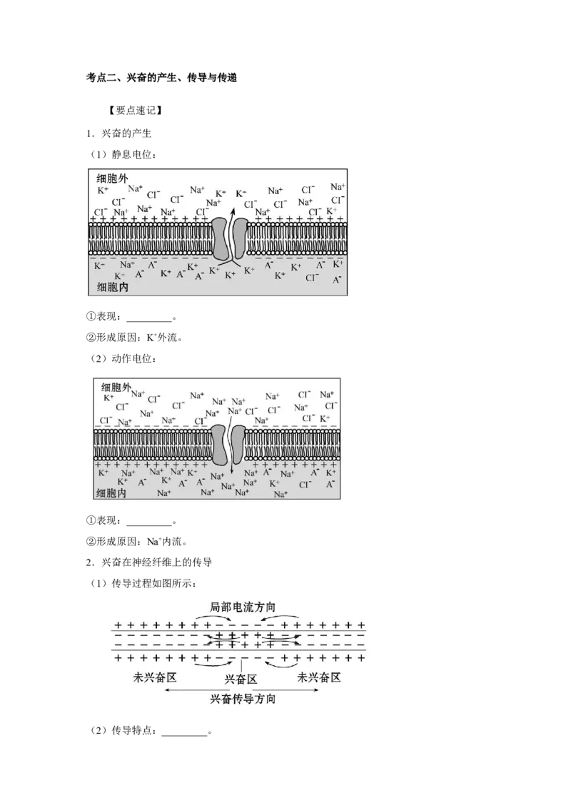 专题23通过神经系统的调节（学生版）_新高考复习资料_2023年新高考复习资料_二轮复习_增分要点2023高考生物二轮复习专题解读和分层训练291073137_专题23通过神经系统的调节