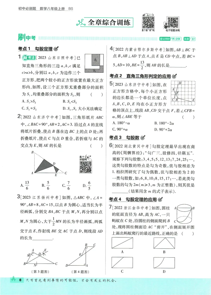 2025版《初中必刷题》数学BS8上_初中全科电子版试卷练习试题_25初中必刷题_2025版《初中必刷题》数学BS8上