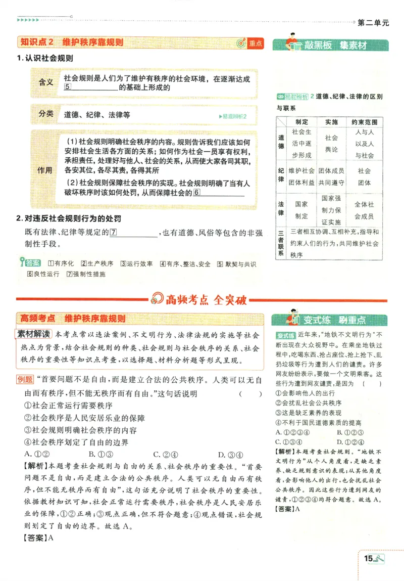 2025版《初中必刷题》道法RJ8上-狂K重点_初中全科电子版试卷练习试题_25初中必刷题_2025版《初中必刷题》道法RJ8上