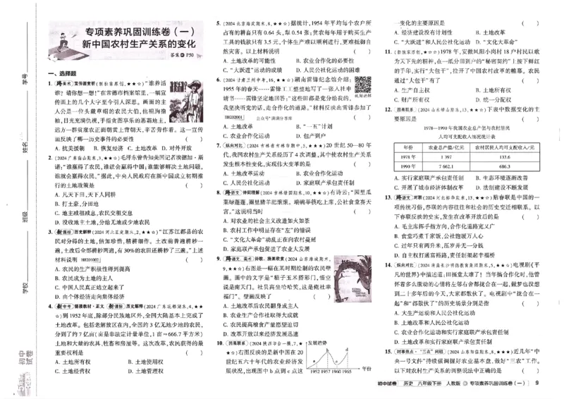 2025春53初中试卷历史人教版8年级下册_初中全科电子版试卷练习试题_初中全科《53中考试卷》2025版（多版本）_2025春53初中试卷8年级下册人教版(1)