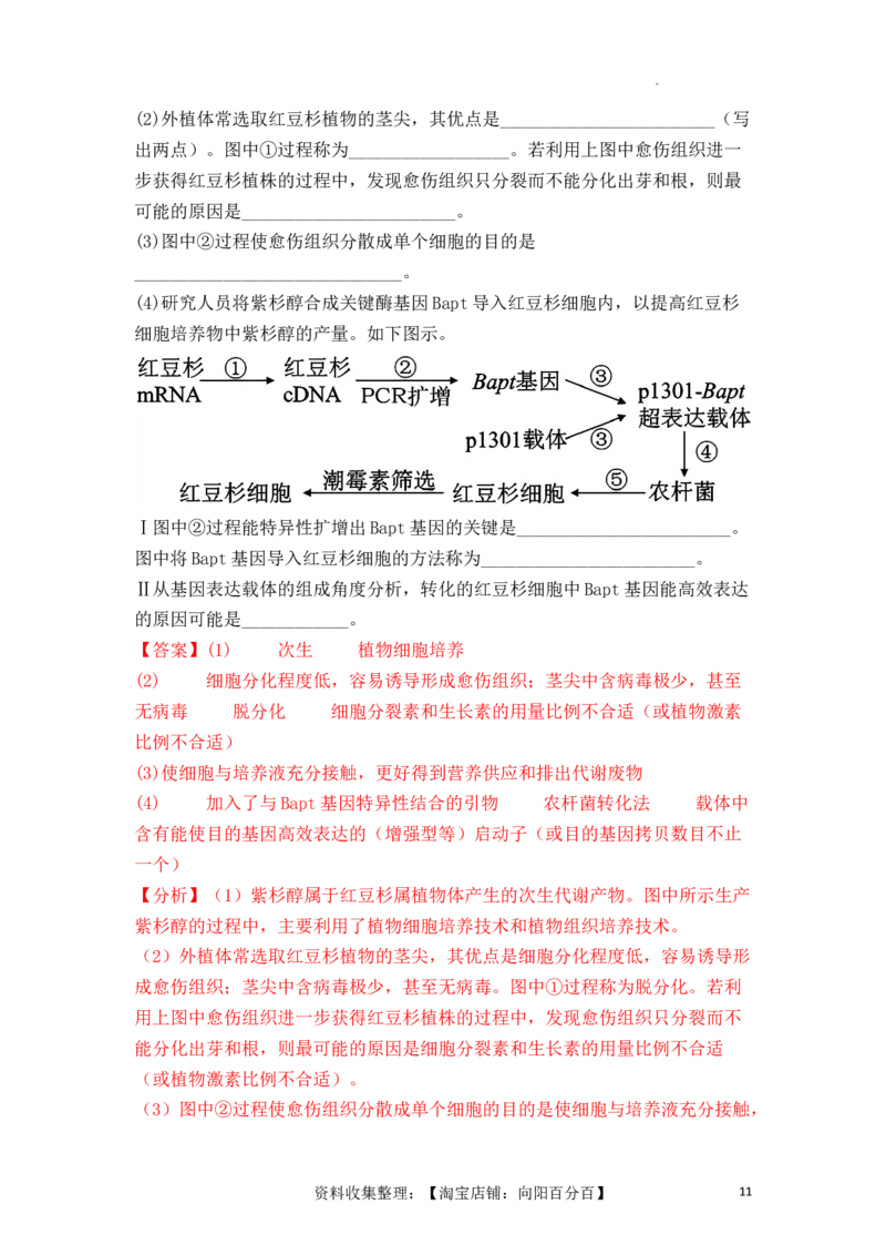 专题16植物细胞工程（解析版）_新高考复习资料_2024年新高考复习资料_一轮复习资料_完备战2024年高考生物一轮复习重难点突破讲解与训练（新教材）_专题16植物细胞工程