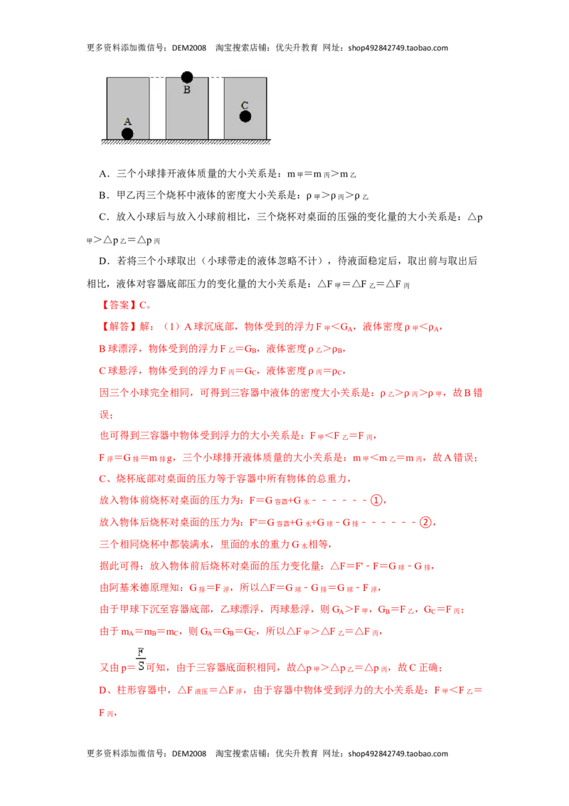 专题09浮力压轴题培优（解析版）_初中全科电子版试卷练习试题_物理_8年级下册物理试题_人教版物理八年级下专项练习（029份）