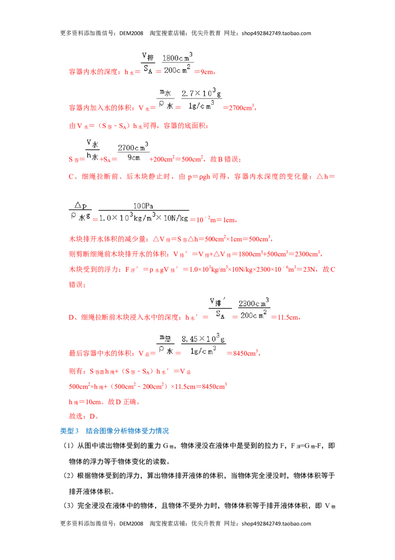 专题09浮力压轴题培优（解析版）_初中全科电子版试卷练习试题_物理_8年级下册物理试题_人教版物理八年级下专项练习（029份）