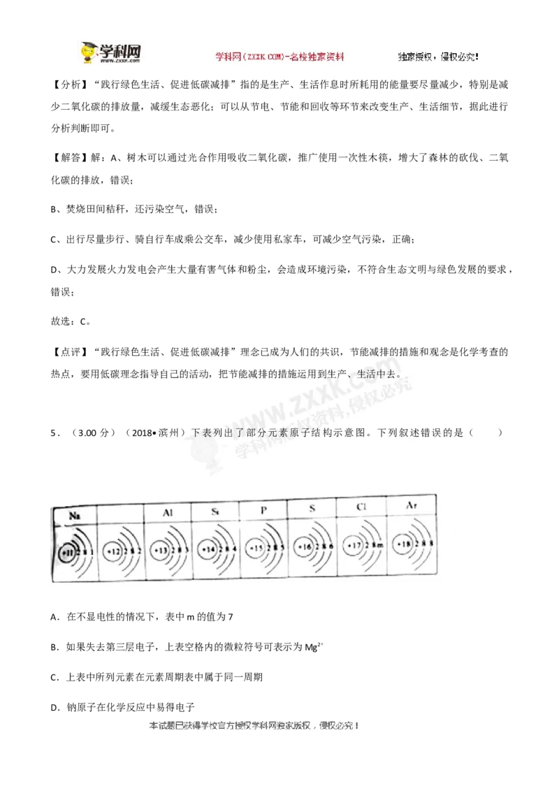 2018山东滨州化学试卷+答案+解析(word整理版)_山东历年中考真题_山东省历年中考真题2013~2024_初中化学历年真题（2013-2024）