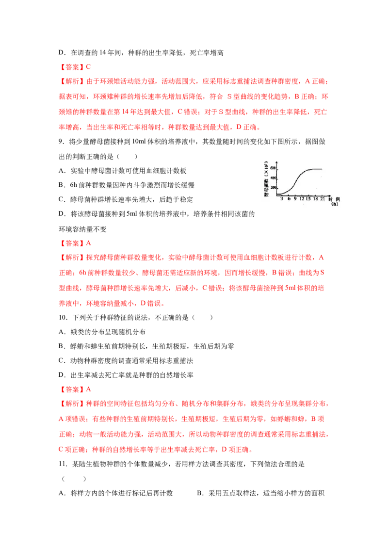 专题27种群的特征与数量变化（教师版）_新高考复习资料_2023年新高考复习资料_二轮复习_增分要点2023高考生物二轮复习专题解读和分层训练291073137_专题27种群的特征与数量变化