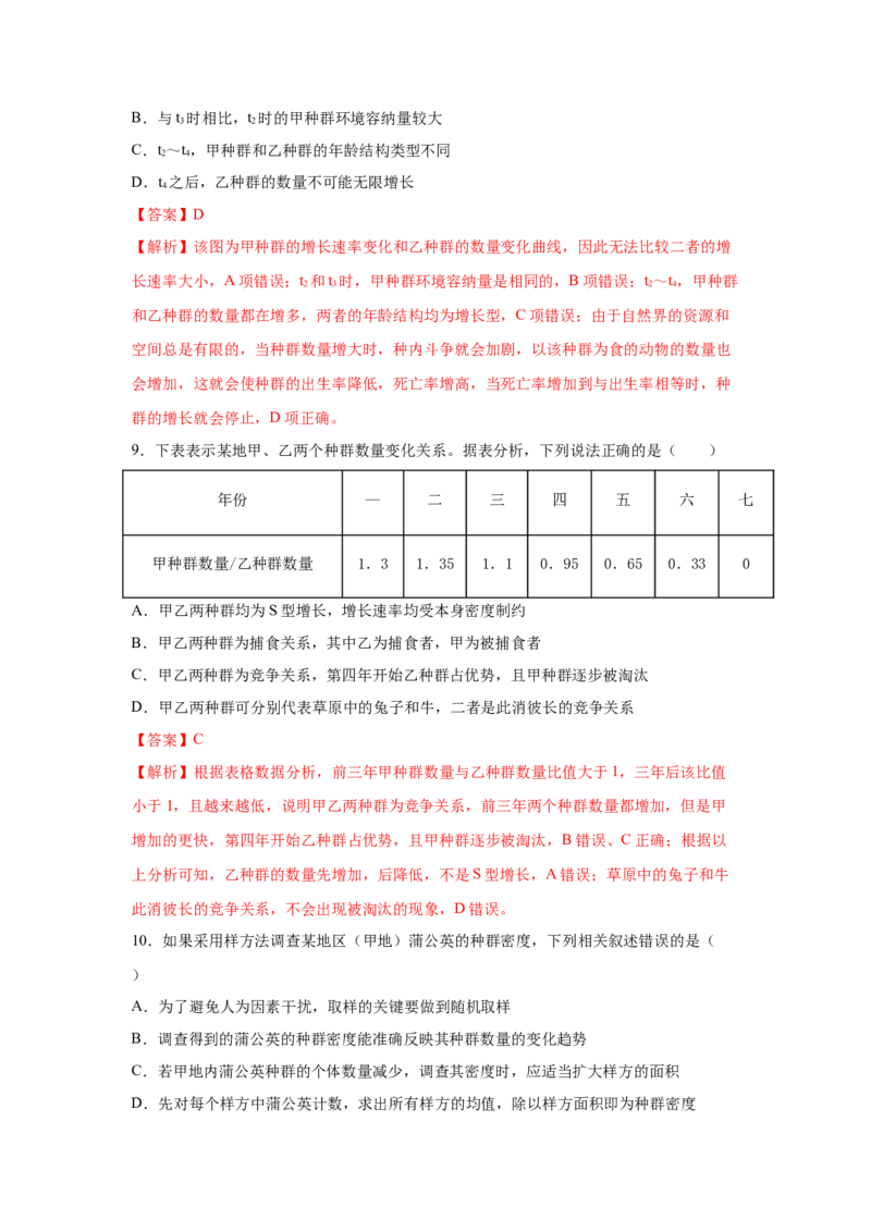 专题27种群的特征与数量变化（教师版）_新高考复习资料_2023年新高考复习资料_二轮复习_增分要点2023高考生物二轮复习专题解读和分层训练291073137_专题27种群的特征与数量变化