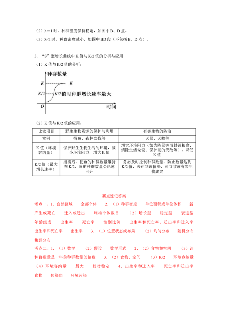 专题27种群的特征与数量变化（教师版）_新高考复习资料_2023年新高考复习资料_二轮复习_增分要点2023高考生物二轮复习专题解读和分层训练291073137_专题27种群的特征与数量变化