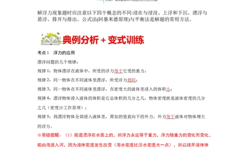 专题03浮力的现象和应用（解析版）_初中全科电子版试卷练习试题_物理_8年级下册物理试题_人教版物理八年级下专项练习（029份）
