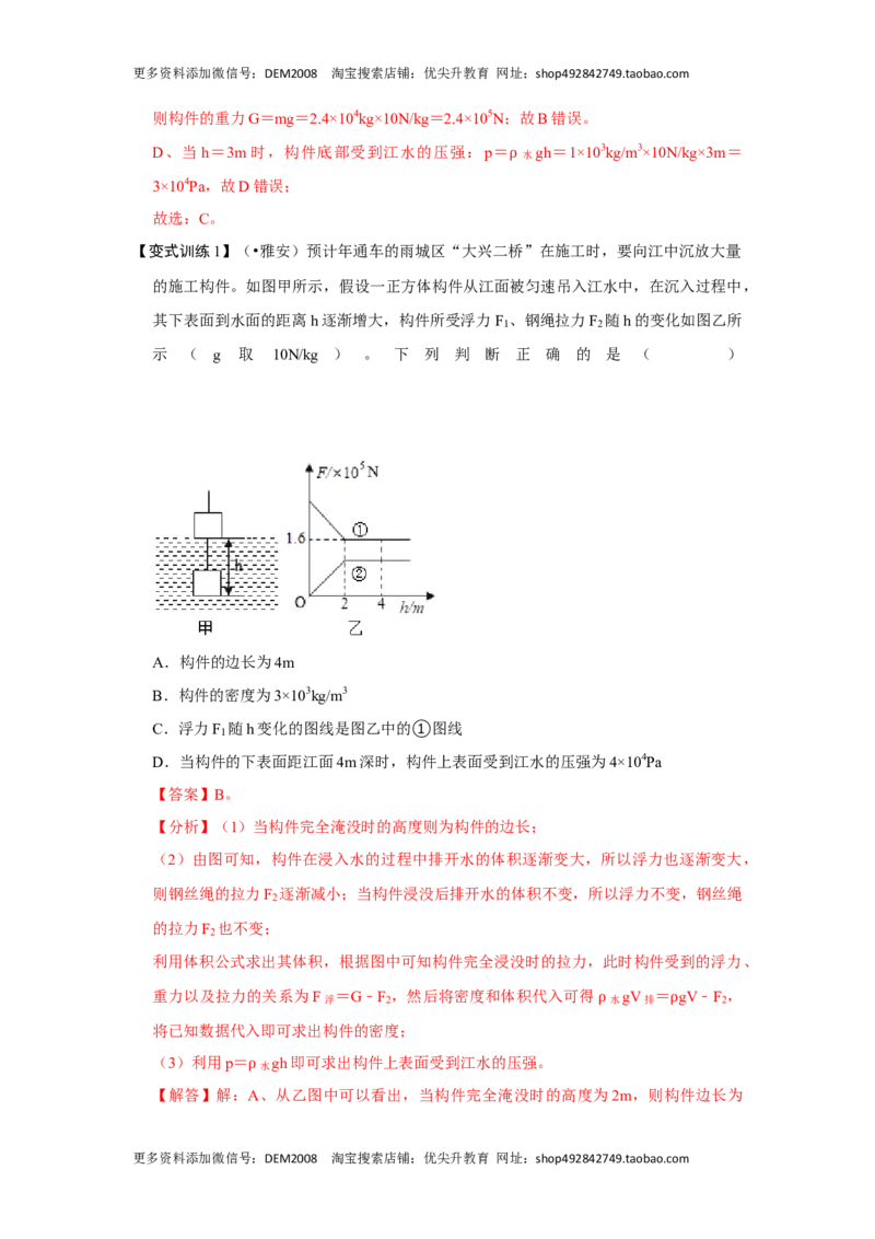 专题03浮力的现象和应用（解析版）_初中全科电子版试卷练习试题_物理_8年级下册物理试题_人教版物理八年级下专项练习（029份）