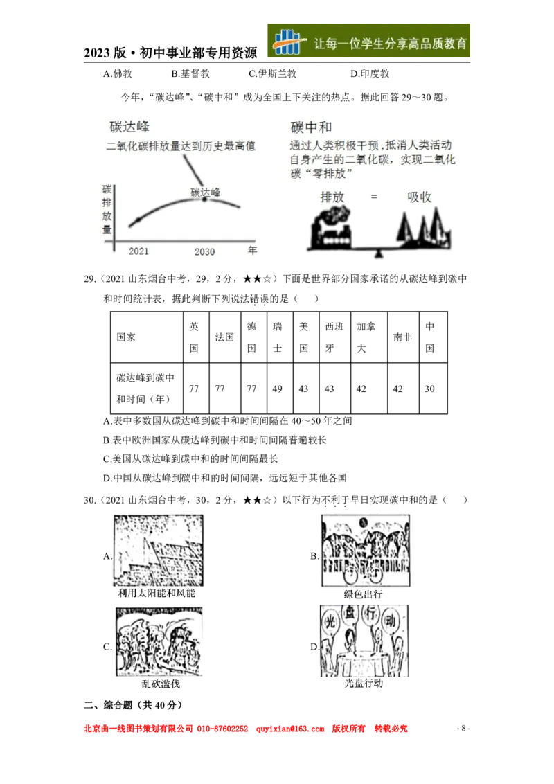 地理&mdash;&mdash;山东省烟台市pdf版，含答案全解全析(1)_山东历年中考真题_山东省历年中考真题2013~2024_初中地理历年真题（2013-2024）