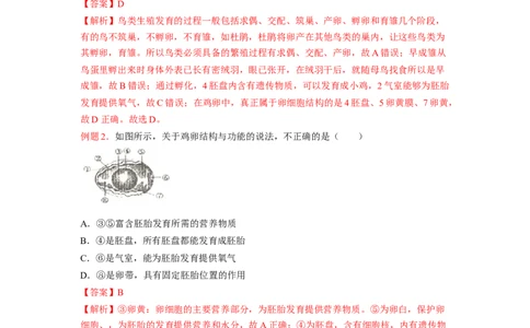 专题03鸟的生殖和发育（解析版）-2021-2022学年八年级上学期期末复习之重难点突破（人教版）_初中全科电子版试卷练习试题_生物_生物8上练习_人教生物8年级上专项练习23份