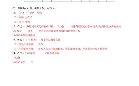 2024年中考押题预测卷（深圳卷）-生物（参考答案及评分标准）_初中全科电子版试卷练习试题_生物_2024中考模拟题生物(1)_押题预测