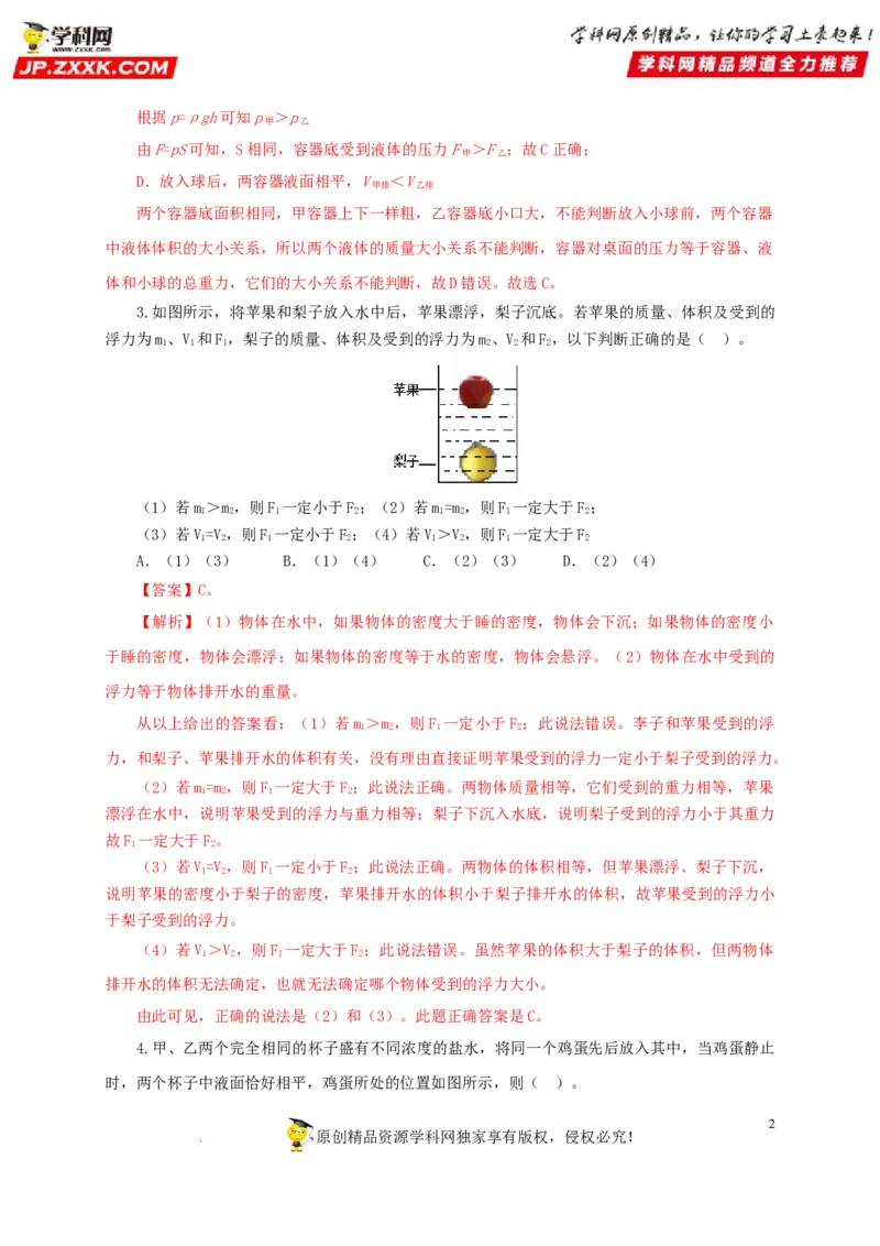 第十三单元密度、压强和浮力综合过关测试（解析版）_8、物理总复习_8.中考物理总复习_2022年中考复习资料
