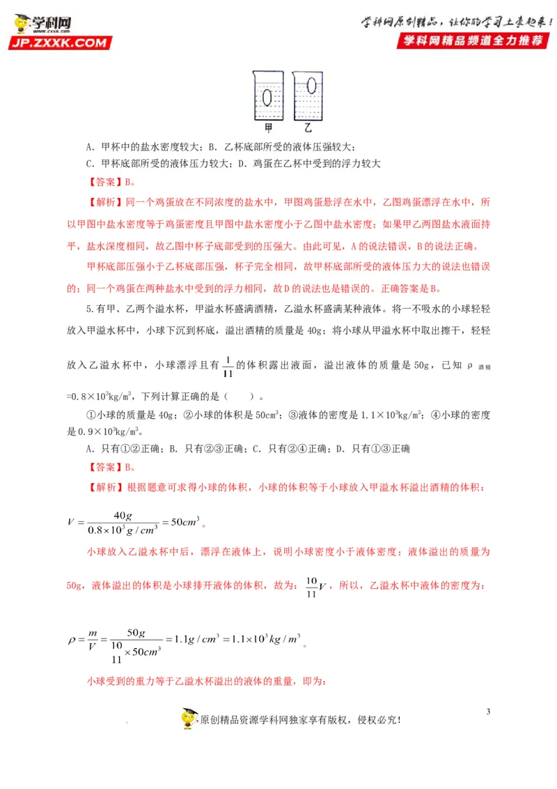 第十三单元密度、压强和浮力综合过关测试（解析版）_8、物理总复习_8.中考物理总复习_2022年中考复习资料