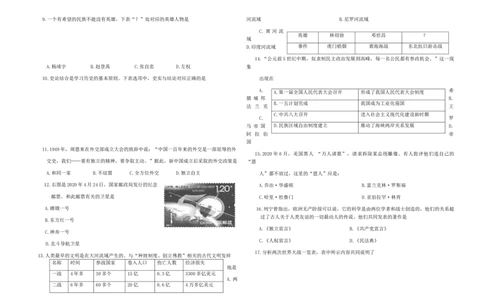 2020山东菏泽历史试卷+答案(word整理版)_山东历年中考真题_山东省历年中考真题2013~2024_初中历史历年真题（2013-2024）
