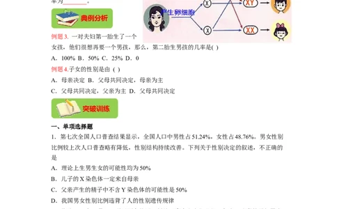 专题06人的性别遗传（原卷版）-2021-2022学年八年级上学期期末复习之重难点突破（人教版）_初中全科电子版试卷练习试题_生物_生物8上练习_人教生物8年级上专项练习23份
