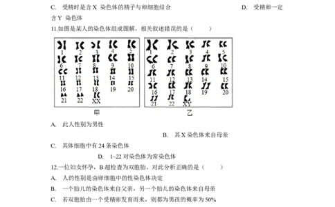 专题06人的性别遗传（原卷版）-2021-2022学年八年级上学期期末复习之重难点突破（人教版）_初中全科电子版试卷练习试题_生物_生物8上练习_人教生物8年级上专项练习23份