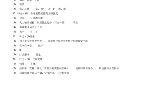 2024年中考押题预测卷（湖北卷）-生物（参考答案及评分标准）_初中全科电子版试卷练习试题_生物_2024中考模拟题生物(1)_押题预测