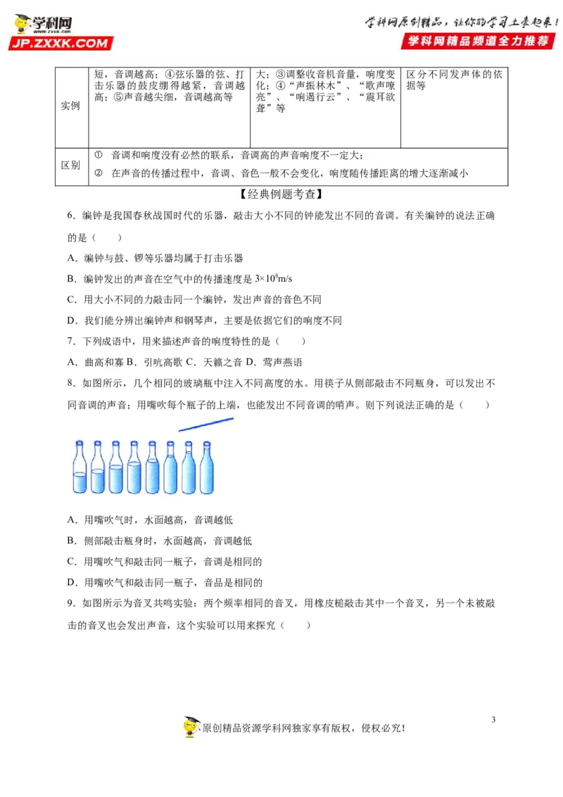 第二章声现象（原卷版）_8、物理总复习_8.中考物理总复习_2022年中考复习资料_2022年中考物理一轮复习知识点梳理与针对性分层训练（人教版）265897621