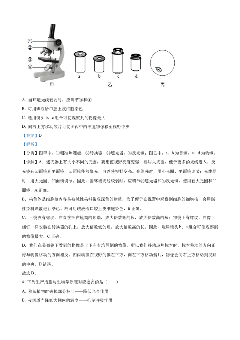 2024年山东省滨州市中考生物真题（解析版）(1)_山东历年中考真题_山东省历年中考真题2013~2024_初中生物历年真题（2013-2024）
