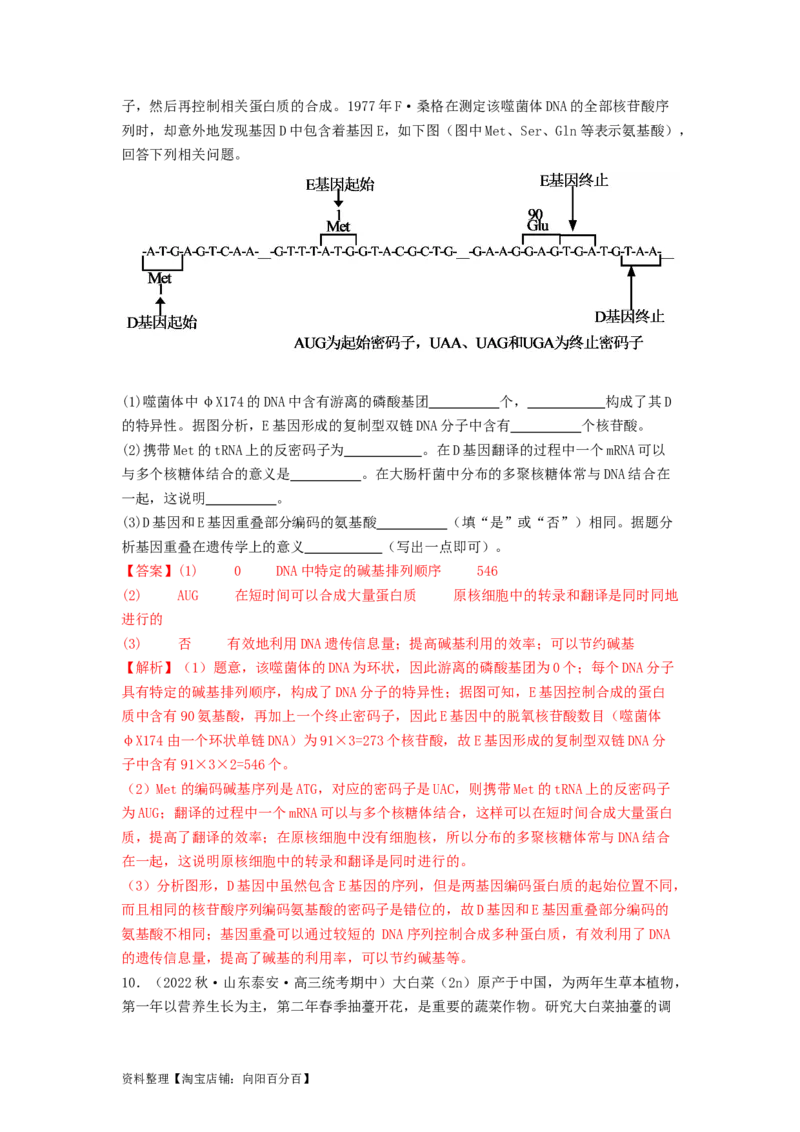 专题14基因的表达（解析版）_通用版（老高考）复习资料_2024年复习资料_完备战2024年高考生物一轮复习抢分特训（全国通用）_教师版（含答案解析）