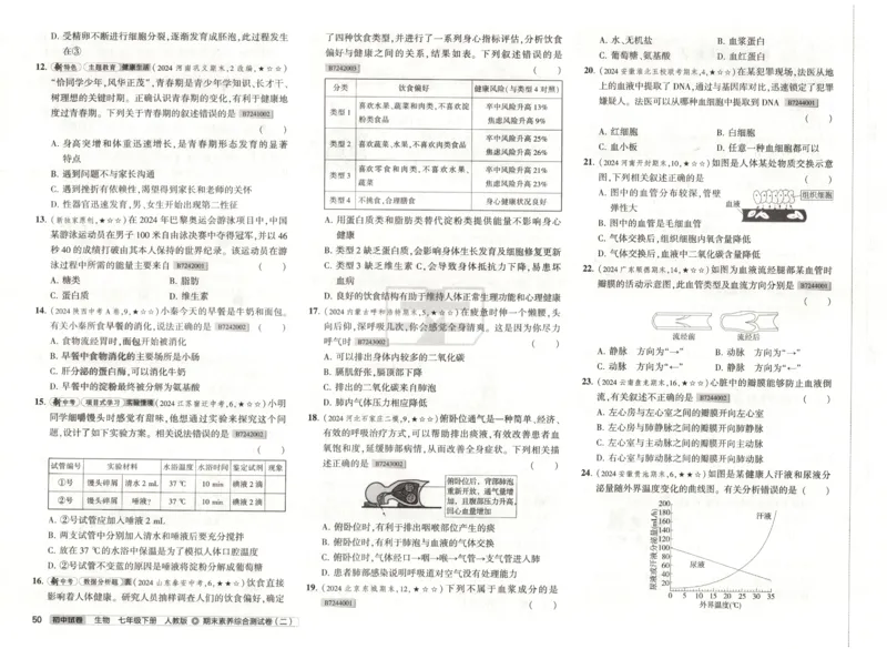 2025春53初中试卷生物人教版7年级下册_初中全科电子版试卷练习试题_初中全科《53中考试卷》2025版（多版本）_2025春53初中试卷7年级下册人教版(1)