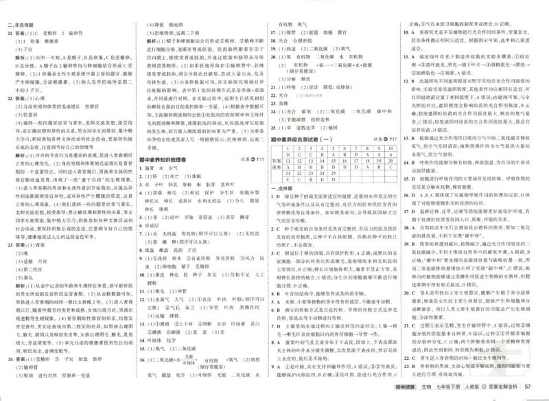 2025春53初中试卷生物人教版7年级下册_初中全科电子版试卷练习试题_初中全科《53中考试卷》2025版（多版本）_2025春53初中试卷7年级下册人教版(1)