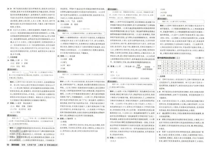 2025春53初中试卷生物人教版7年级下册_初中全科电子版试卷练习试题_初中全科《53中考试卷》2025版（多版本）_2025春53初中试卷7年级下册人教版(1)
