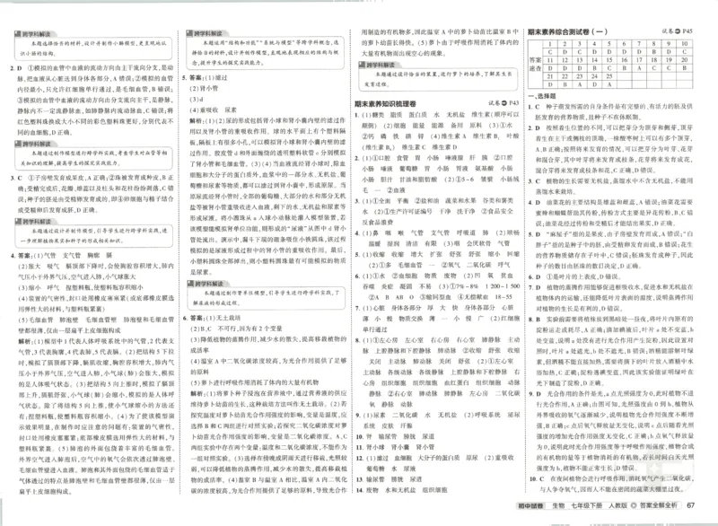 2025春53初中试卷生物人教版7年级下册_初中全科电子版试卷练习试题_初中全科《53中考试卷》2025版（多版本）_2025春53初中试卷7年级下册人教版(1)