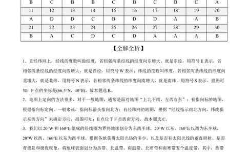 2022年全国名校七年级单元测试仿真卷&middot;地理卷（二十）（全解全析）_初中全科电子版试卷练习试题_地理_人教地理7上试题试卷_人教地理7年级上期末试卷09份