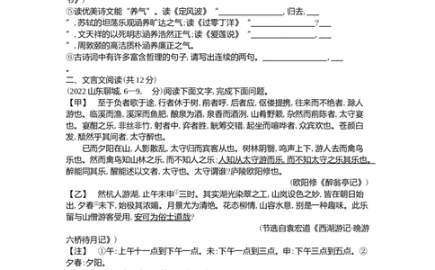 2022山东聊城语文试卷+答案+解析(word整理版)_山东历年中考真题_山东省历年中考真题2013~2024_初中语文历年真题（2013-2024）