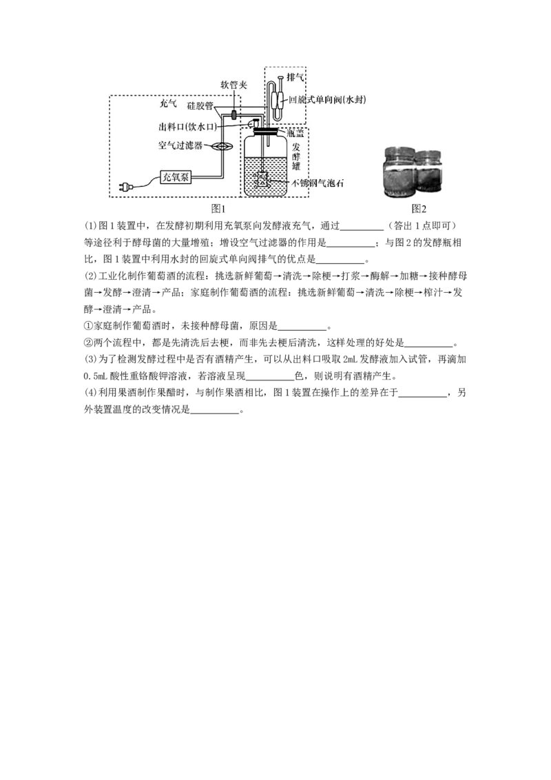 专题21传统发酵技术及应用（原卷版）_通用版（老高考）复习资料_2024年复习资料_完备战2024年高考生物一轮复习抢分特训（全国通用）