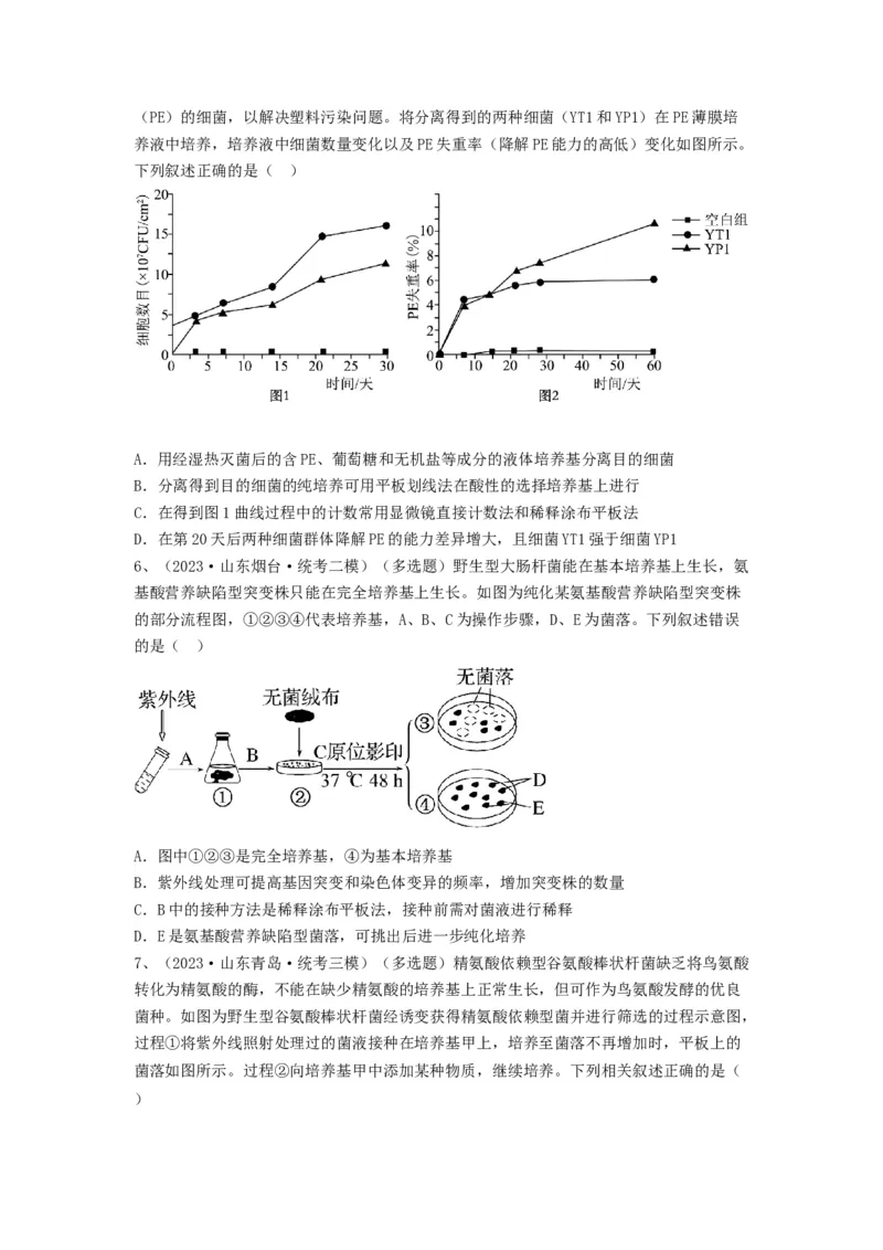 专题35微生物的培养技术及应用（精练）（原卷版）_新高考复习资料_2024年新高考复习资料_一轮复习资料_完备战2024年高考生物一轮复习串讲精练（新高考专用）_精练