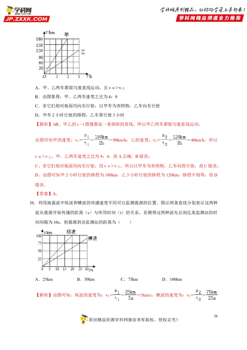 第1章机械运动（解析版）_8、物理总复习_8.中考物理总复习_2022年中考复习资料_2022年中考物理一轮复习知识点梳理与针对性分层训练（人教版）265897621