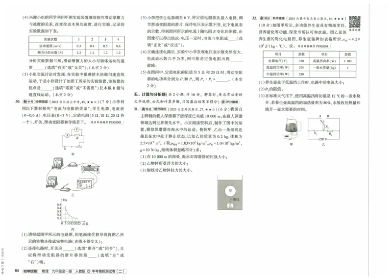 2025版53初中试卷物理人教版9年级全册_初中全科电子版试卷练习试题_初中全科《53中考试卷》2025版（多版本）_2025版53初中试卷9年级上下册人教版(1)