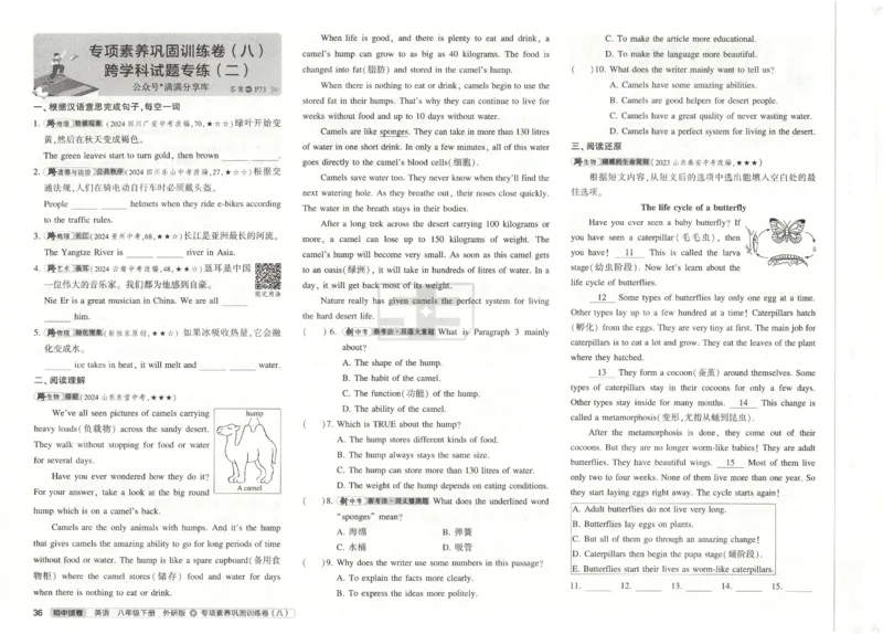 2025春53初中试卷英语外研版8年级下册(1)_初中全科电子版试卷练习试题_初中全科《53中考试卷》2025版（多版本）