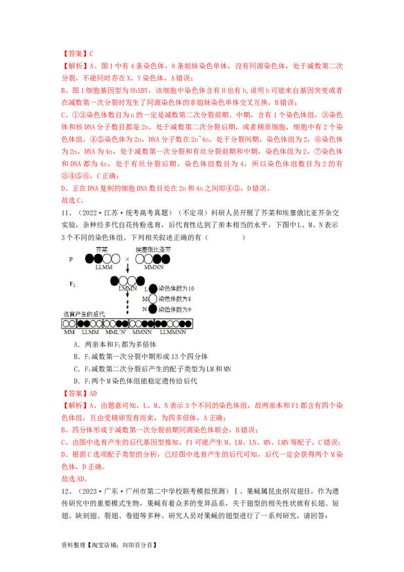 专题21染色体变异与育种（精练）（解析版）_新高考复习资料_2024年新高考复习资料_一轮复习资料_完备战2024年高考生物一轮复习串讲精练（新高考专用）_精练_解析版