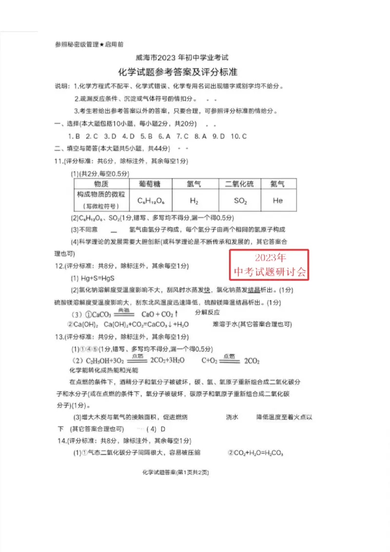 2023威海化学试卷+答案(PDF版)_山东历年中考真题_山东省历年中考真题2013~2024_初中化学历年真题（2013-2024）
