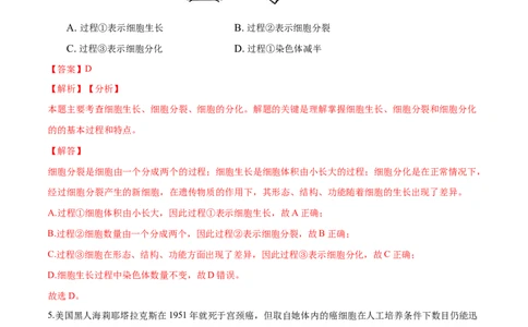 专题2.2.1细胞通过分裂产生新细胞（解析版）_初中全科电子版试卷练习试题_生物_生物人教版7上练习&mdash;24新版已更新_人教生物7年级上课时练习39份