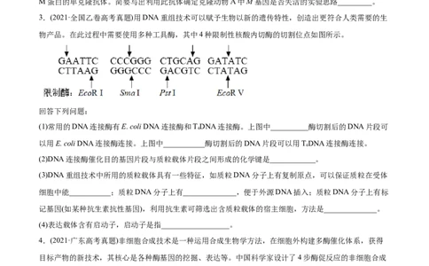 专题19现代生物科技专题-2021年高考生物真题与模拟题分类训练（学生版）_新高考复习资料_2023年新高考复习资料_一轮复习_2023年新高考大一轮复习讲义