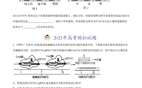 专题19现代生物科技专题-2021年高考生物真题与模拟题分类训练（学生版）_新高考复习资料_2023年新高考复习资料_一轮复习_2023年新高考大一轮复习讲义