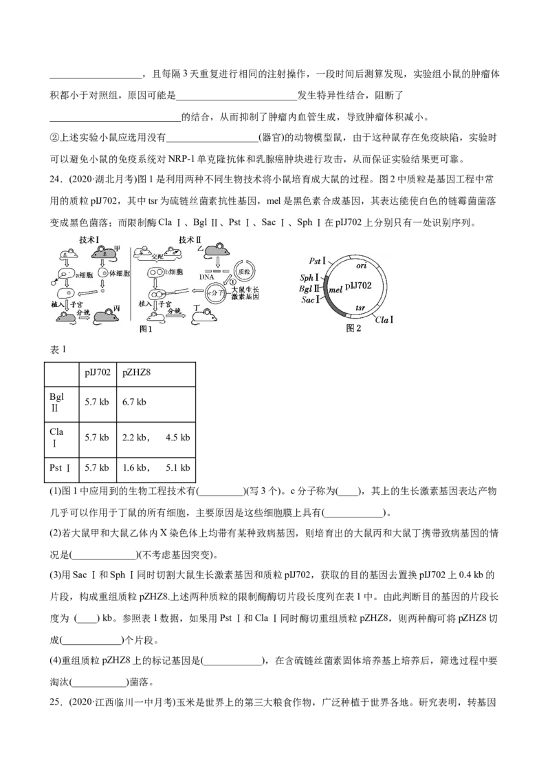 专题19现代生物科技专题-2021年高考生物真题与模拟题分类训练（学生版）_新高考复习资料_2023年新高考复习资料_一轮复习_2023年新高考大一轮复习讲义