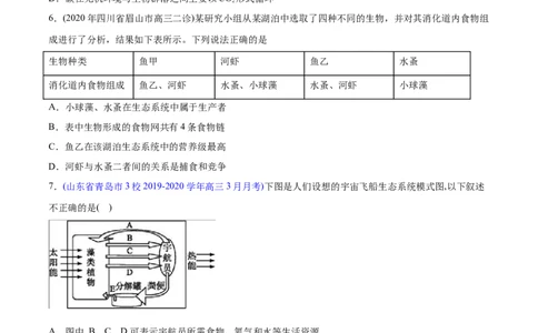 专题18生态系统及其保护-2020年高考真题和模拟题生物分项汇编（学生版）_新高考复习资料_2022年新高考复习资料_2022年一轮复习最新版_1.2022年高考生物一轮复习全国通用版